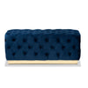 Baxton Studio Corrine Glam and Luxe Navy Blue Velvet Fabric Upholstered and Gold PU Leather Ottoman WHI-WS-4228-Navy-Blue-Velvet-Gold-Otto