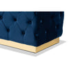 Baxton Studio Corrine Glam and Luxe Navy Blue Velvet Fabric Upholstered and Gold PU Leather Ottoman WHI-WS-4228-Navy-Blue-Velvet-Gold-Otto