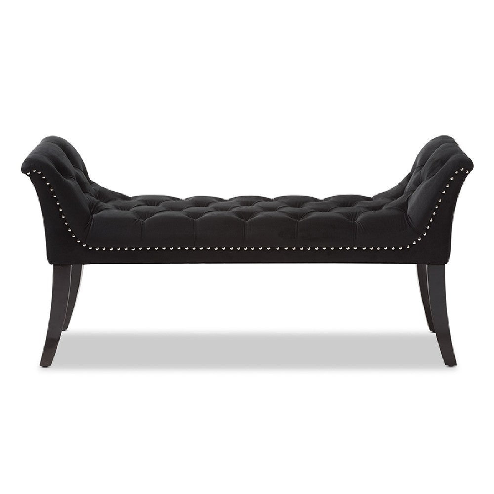Baxton Studio Chandelle Luxe and Contemporary Black Velvet Upholstered Bench WHI-WS-5809-Black-Bench