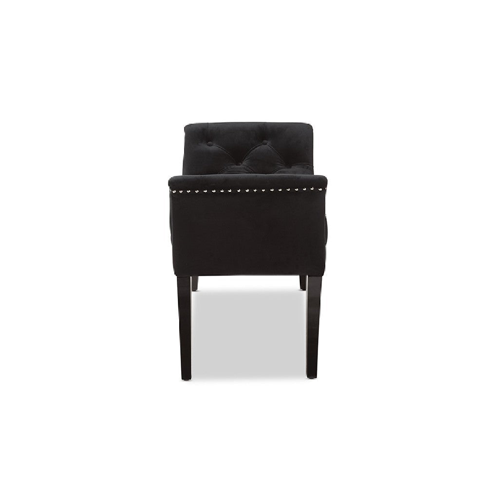 Baxton Studio Chandelle Luxe and Contemporary Black Velvet Upholstered Bench WHI-WS-5809-Black-Bench