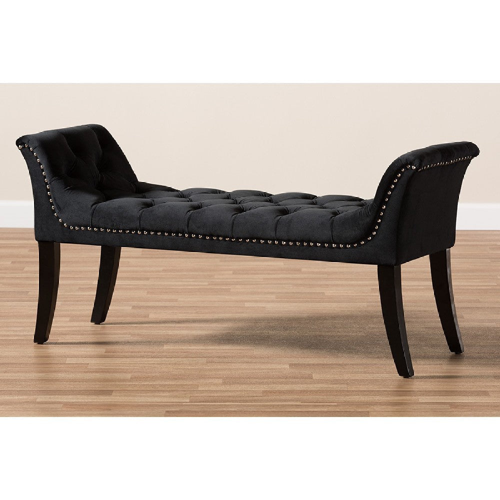 Baxton Studio Chandelle Luxe and Contemporary Black Velvet Upholstered Bench