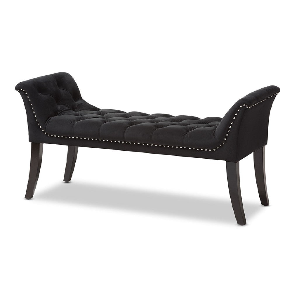 Baxton Studio Chandelle Luxe and Contemporary Black Velvet Upholstered Bench WHI-WS-5809-Black-Bench