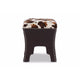 Baxton Studio Sally Modern and Contemporary Cow-print Patterned Fabric Brown Faux Leather Upholstered Accent Stool with Nail heads