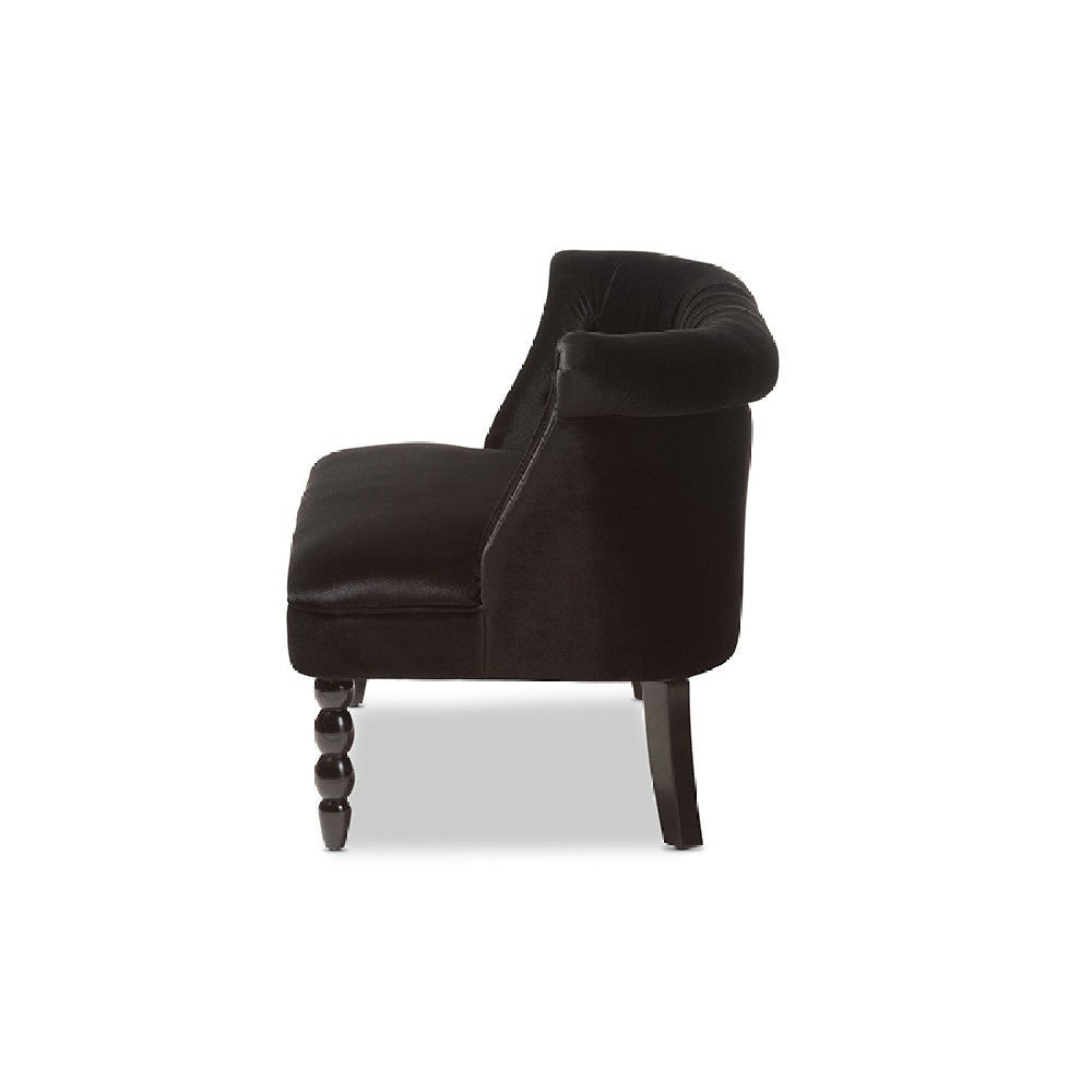 Baxton Studio Flax Victorian Style Contemporary Black Velvet Fabric Upholstered 2-seater Loveseat WHI-WS-GK756-Black-LS