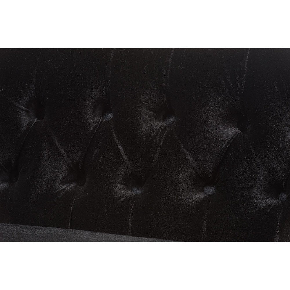 Baxton Studio Flax Victorian Style Contemporary Black Velvet Fabric Upholstered 2-seater Loveseat WHI-WS-GK756-Black-LS