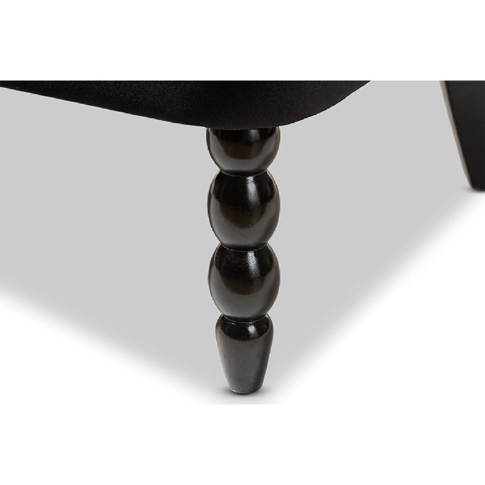 Baxton Studio Flax Victorian Style Contemporary Black Velvet Fabric Upholstered 2-seater Loveseat WHI-WS-GK756-Black-LS