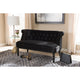 Baxton Studio Flax Victorian Style Contemporary Black Velvet Fabric Upholstered 2-seater Loveseat