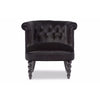 Baxton Studio Flax Victorian Style Contemporary Black Velvet Fabric Upholstered Vanity Accent Chair WHI-WS-GK756-Black