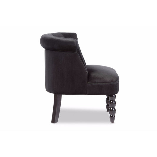 Baxton Studio Flax Victorian Style Contemporary Black Velvet Fabric Upholstered Vanity Accent Chair