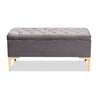 Baxton Studio Valere Glam and Luxe Grey Velvet Fabric Upholstered Gold Finished Button Tufted Storage Ottoman