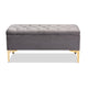 Baxton Studio Valere Glam and Luxe Grey Velvet Fabric Upholstered Gold Finished Button Tufted Storage Ottoman