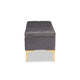 Baxton Studio Valere Glam and Luxe Grey Velvet Fabric Upholstered Gold Finished Button Tufted Storage Ottoman