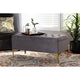 Baxton Studio Valere Glam and Luxe Grey Velvet Fabric Upholstered Gold Finished Button Tufted Storage Ottoman