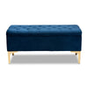Baxton Studio Valere Glam and Luxe Navy Blue Velvet Fabric Upholstered Gold Finished Button Tufted Storage Ottoman