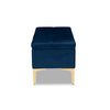 Baxton Studio Valere Glam and Luxe Navy Blue Velvet Fabric Upholstered Gold Finished Button Tufted Storage Ottoman