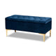 Baxton Studio Valere Glam and Luxe Navy Blue Velvet Fabric Upholstered Gold Finished Button Tufted Storage Ottoman