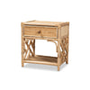 bali & pari Camara Modern Bohemian Natural Brown Rattan 1-Drawer Nightstand WHI-WS001-Rattan-NS