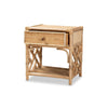 bali & pari Camara Modern Bohemian Natural Brown Rattan 1-Drawer Nightstand WHI-WS001-Rattan-NS