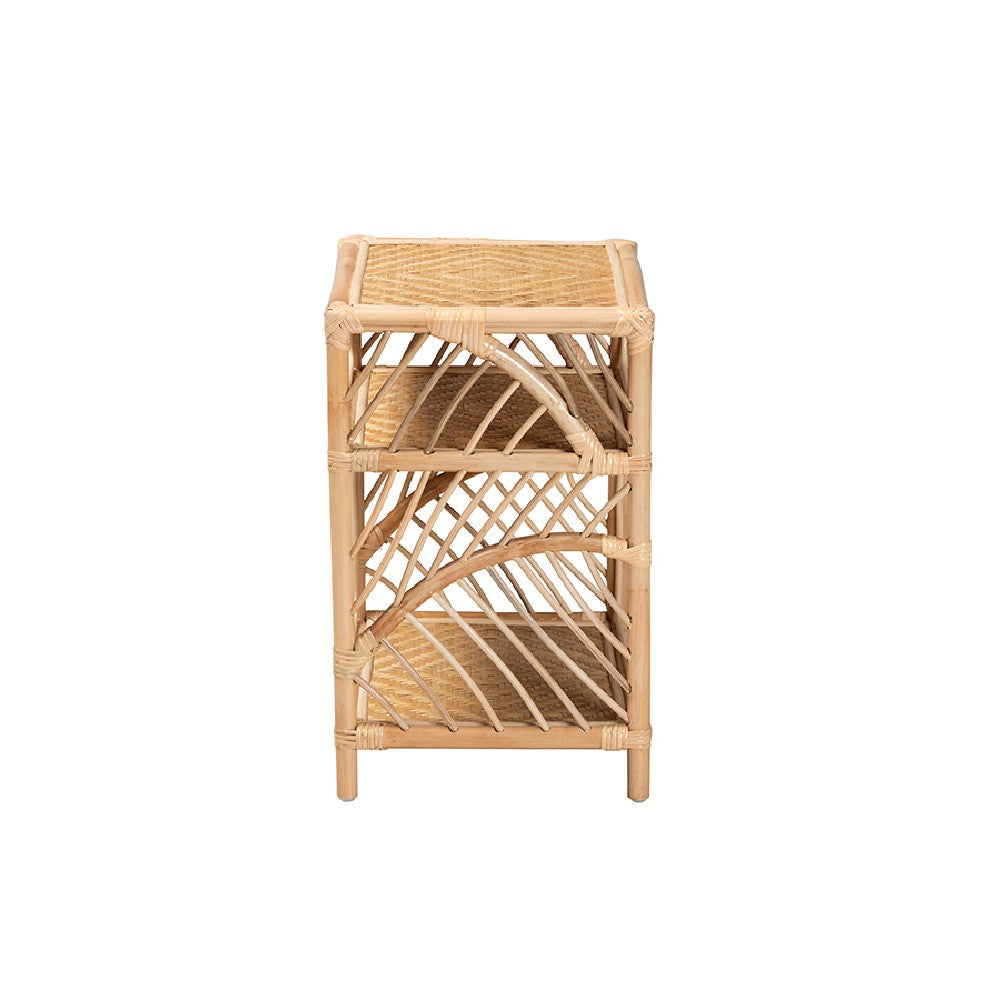 bali & pari Baara Modern Bohemian Natural Brown Rattan Nightstand WHI-WS012-Rattan-NS
