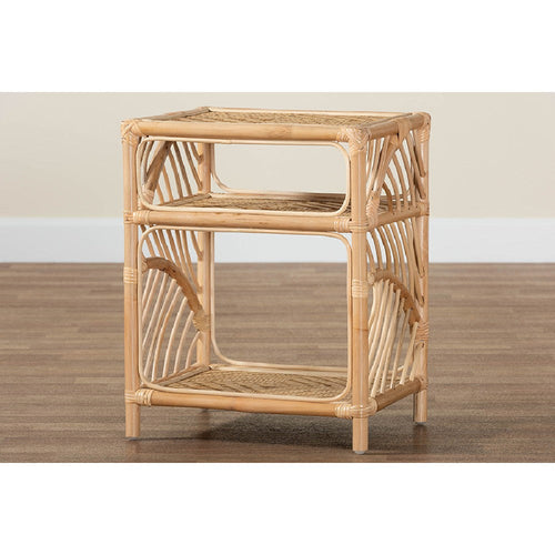 bali & pari Baara Modern Bohemian Natural Brown Rattan Nightstand