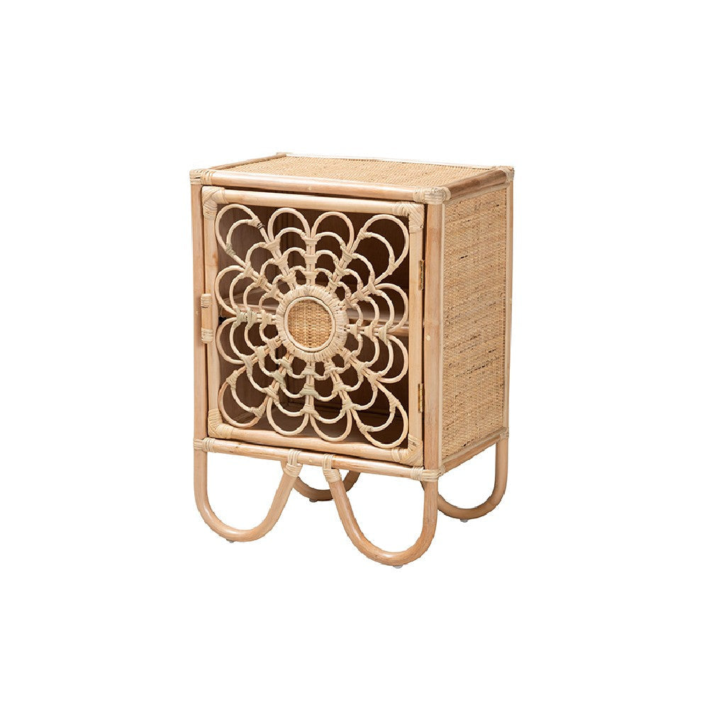 bali & pari Acelin Modern Bohemian Natural Brown Rattan Nightstand WHI-WS016-Rattan-NS