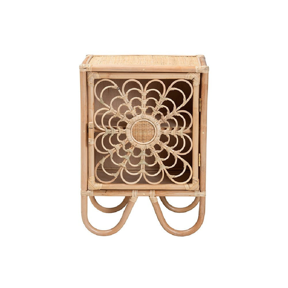 bali & pari Acelin Modern Bohemian Natural Brown Rattan Nightstand WHI-WS016-Rattan-NS
