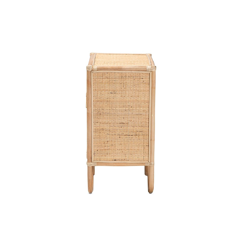 bali & pari Acelin Modern Bohemian Natural Brown Rattan Nightstand WHI-WS016-Rattan-NS
