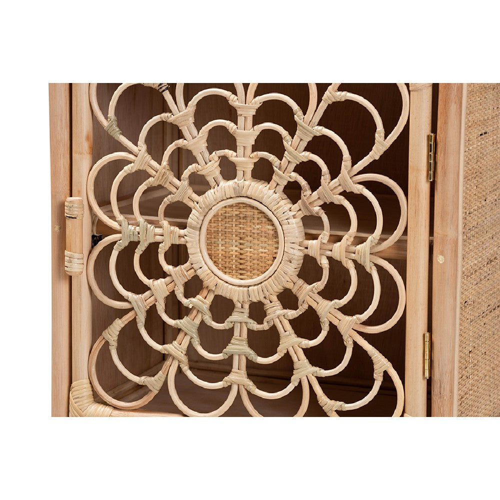 bali & pari Acelin Modern Bohemian Natural Brown Rattan Nightstand WHI-WS016-Rattan-NS