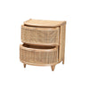 bali & pari Oleta Modern Bohemian Natural Brown Rattan 2-Drawer Nightstand WHI-WS017-Rattan-NS