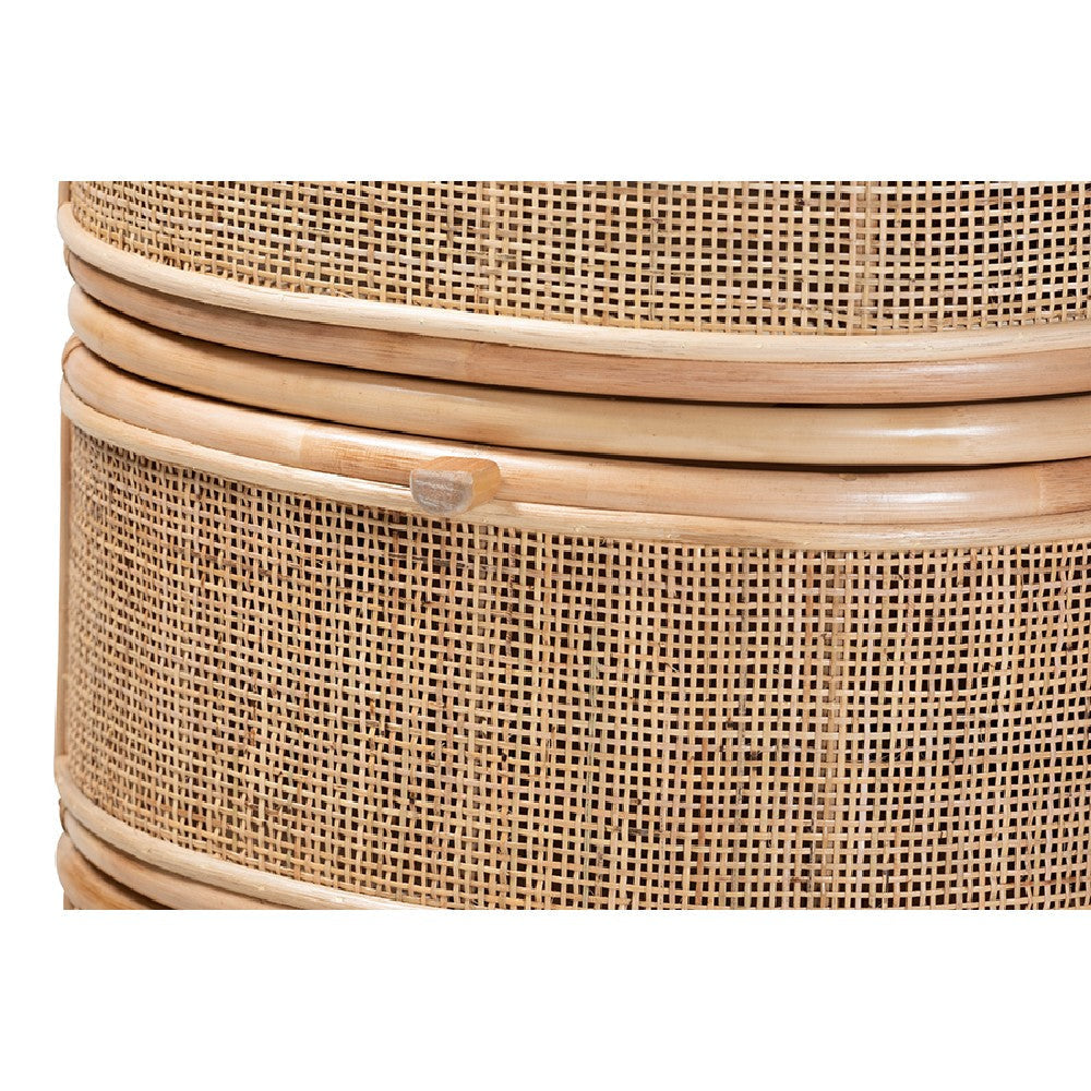 bali & pari Oleta Modern Bohemian Natural Brown Rattan 2-Drawer Nightstand WHI-WS017-Rattan-NS