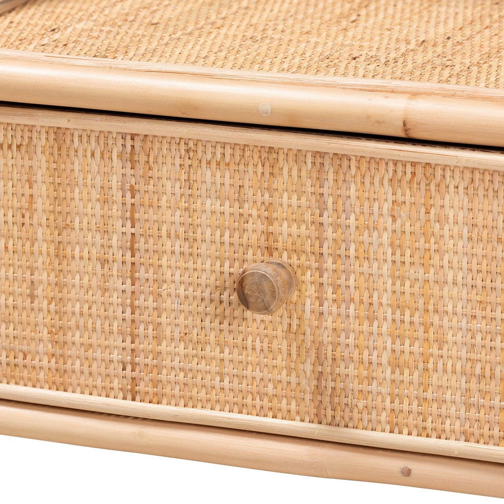 bali & pari Lalo Modern Bohemian Natural Brown Rattan 1-Drawer Nightstand WHI-WS018-Rattan-NS