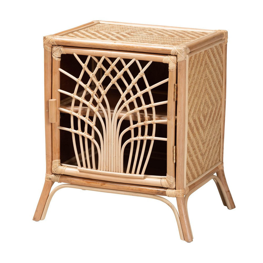 bali & pari Danna Modern Bohemian Natural Brown Rattan Nightstand WHI-WS025-Rattan-NS