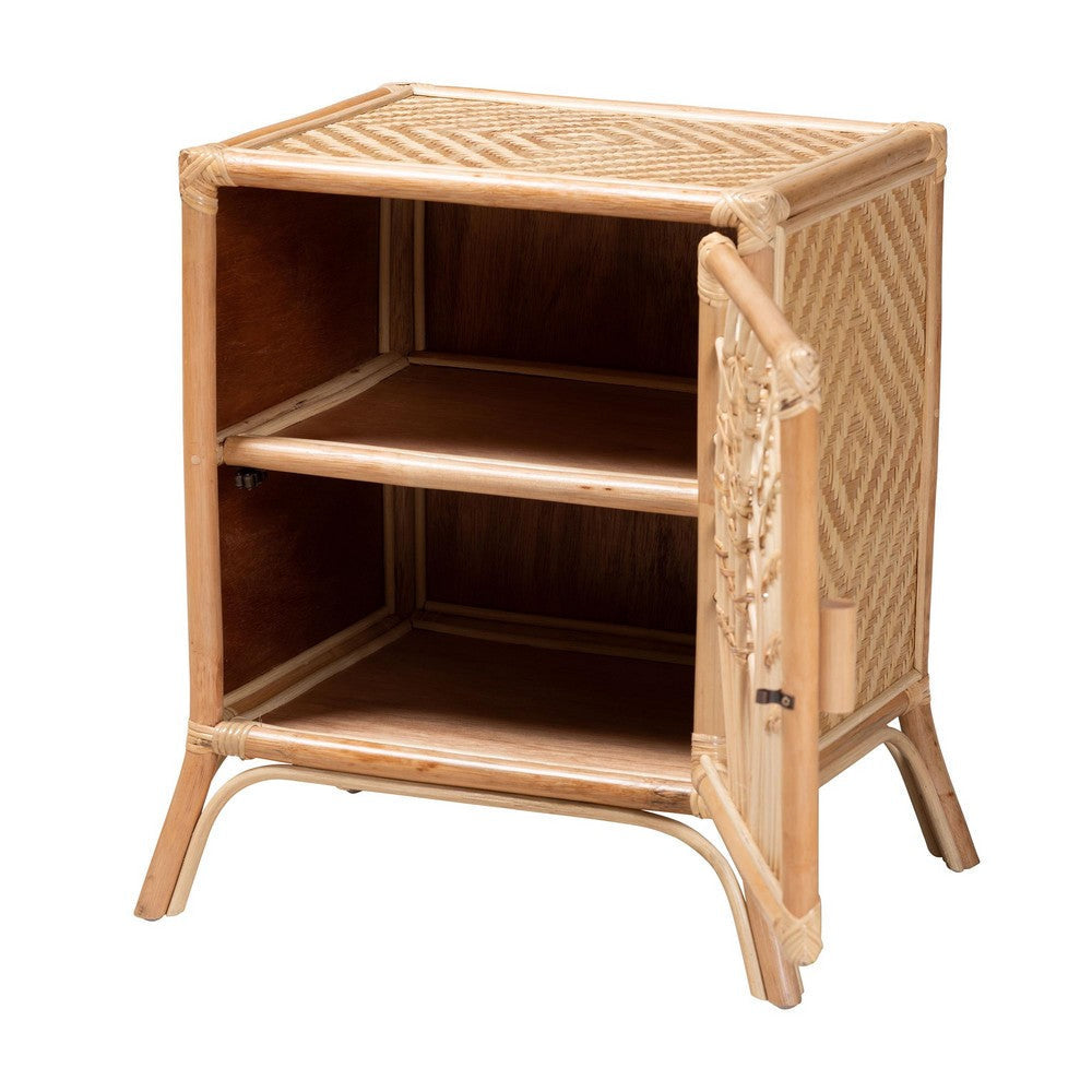 bali & pari Danna Modern Bohemian Natural Brown Rattan Nightstand WHI-WS025-Rattan-NS