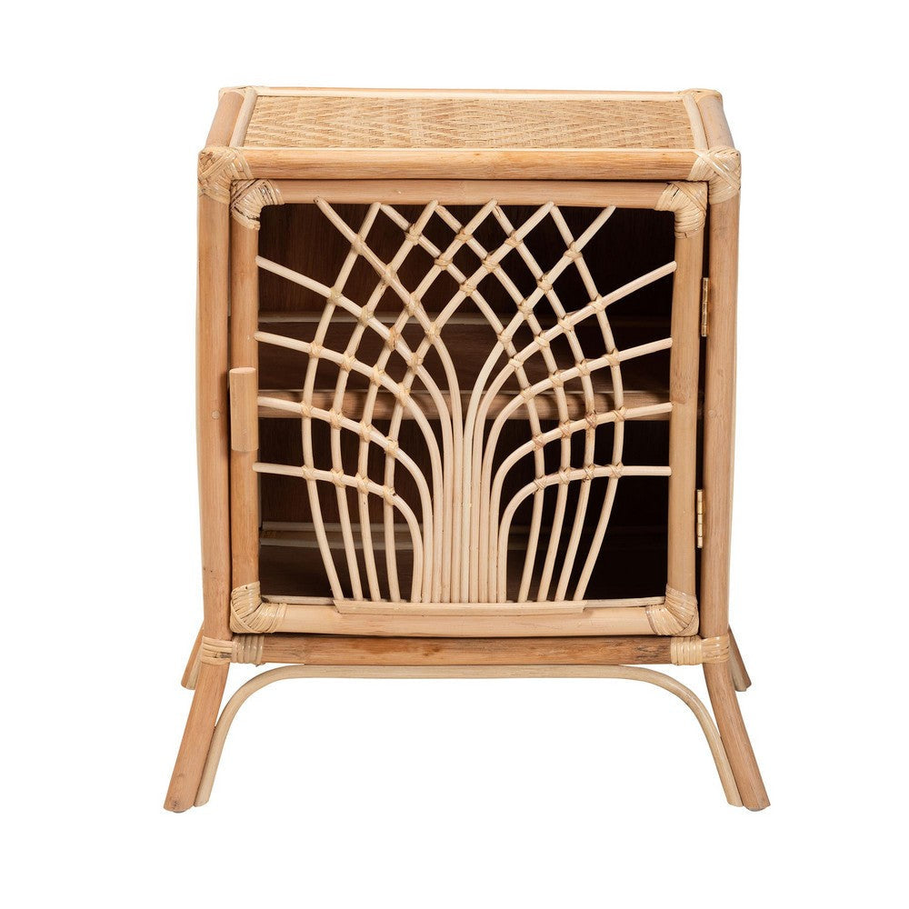 bali & pari Danna Modern Bohemian Natural Brown Rattan Nightstand WHI-WS025-Rattan-NS