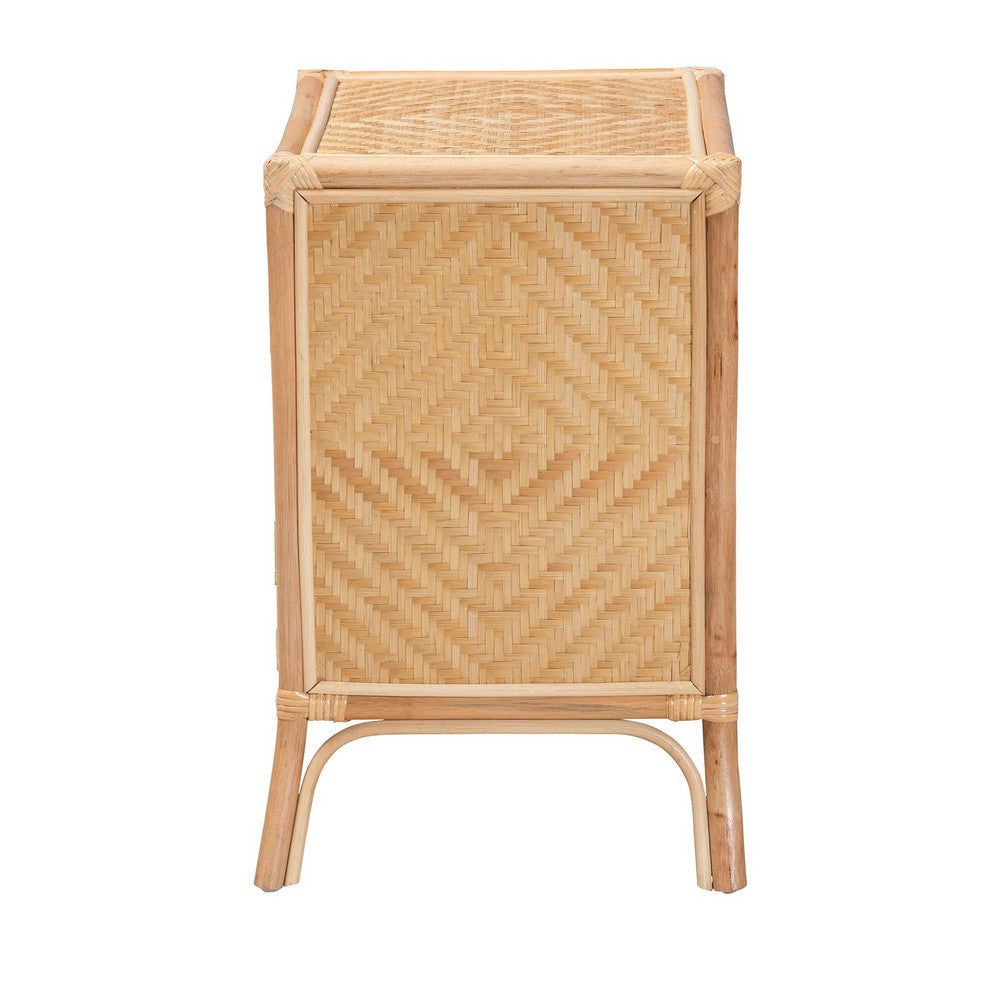 bali & pari Danna Modern Bohemian Natural Brown Rattan Nightstand WHI-WS025-Rattan-NS