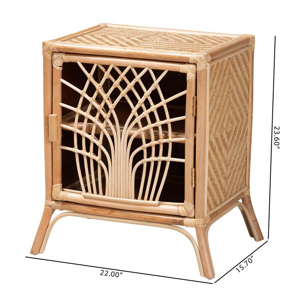 bali & pari Danna Modern Bohemian Natural Brown Rattan Nightstand WHI-WS025-Rattan-NS