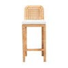 bali & pari Zariah Modern Bohemian Natural Brown Rattan and Mahogany Wood Bar Stool WHI-WS15-Mahogany-BS
