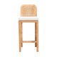 bali & pari Zariah Modern Bohemian Natural Brown Rattan and Mahogany Wood Bar Stool WHI-WS15-Mahogany-BS