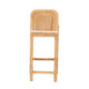 bali & pari Zariah Modern Bohemian Natural Brown Rattan and Mahogany Wood Bar Stool WHI-WS15-Mahogany-BS