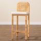 bali & pari Zariah Modern Bohemian Natural Brown Rattan and Mahogany Wood Bar Stool