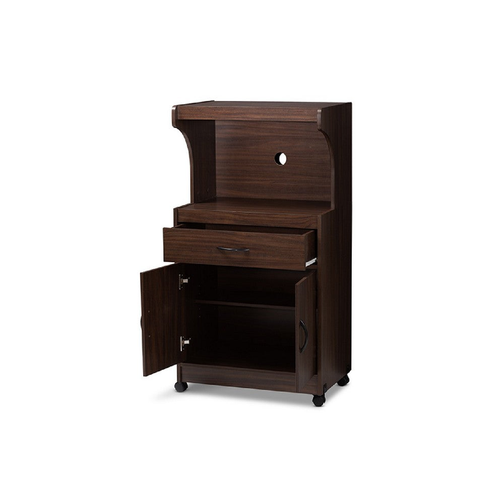 Baxton Studio Tannis Modern and Contemporary Dark Walnut Finished Kitchen Cabinet
