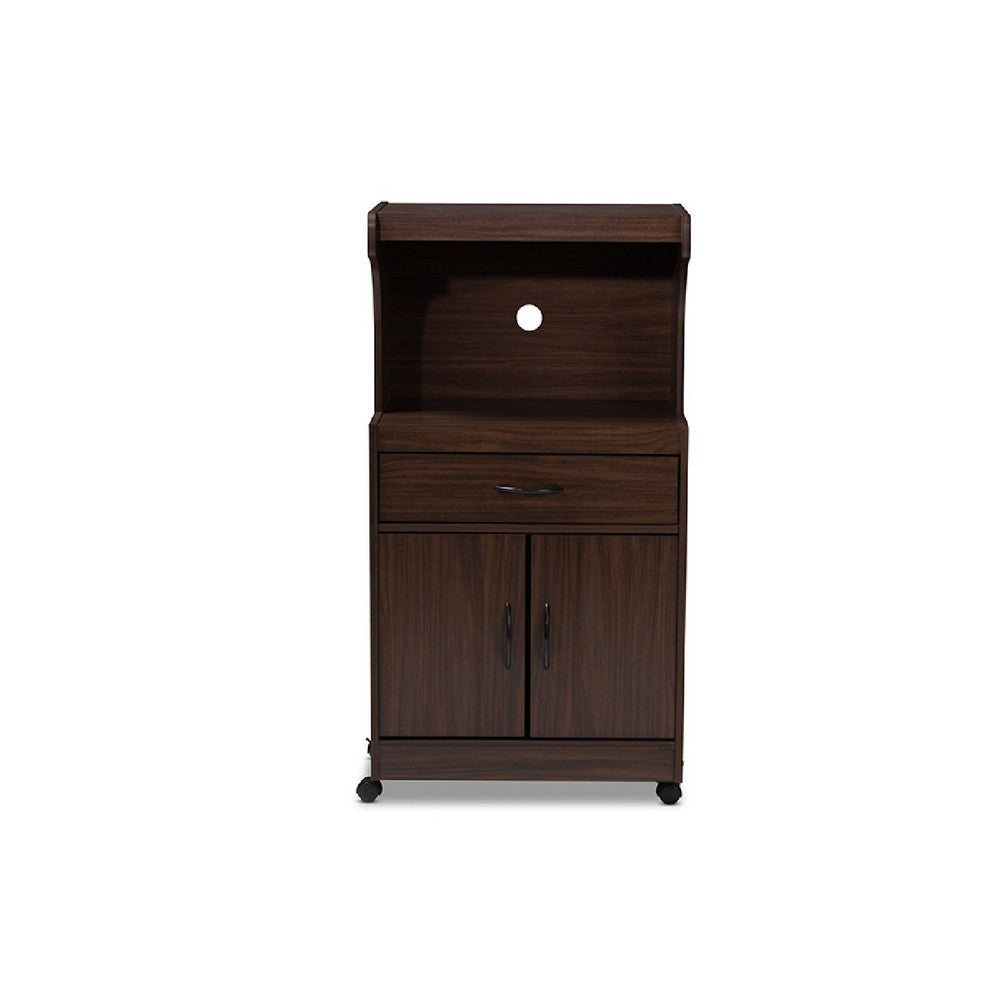 Baxton Studio Tannis Modern and Contemporary Dark Walnut Finished Kitchen Cabinet