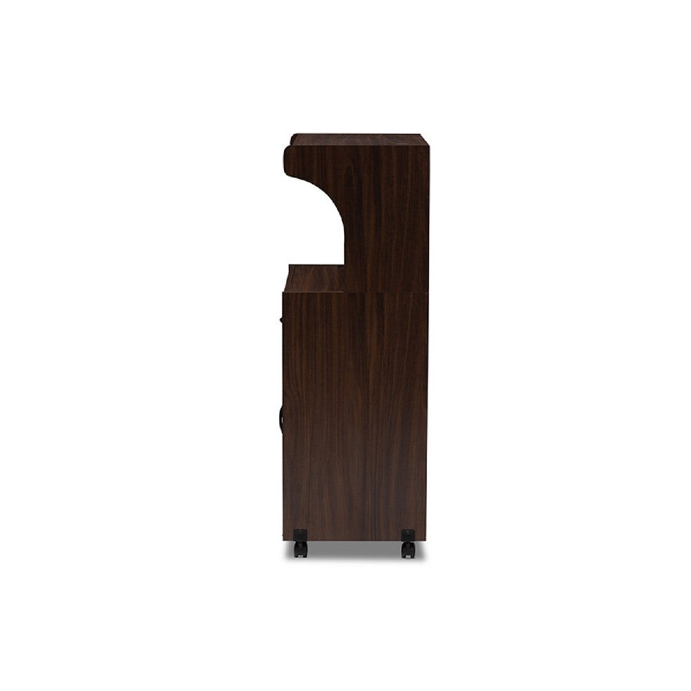 Baxton Studio Tannis Modern and Contemporary Dark Walnut Finished Kitchen Cabinet
