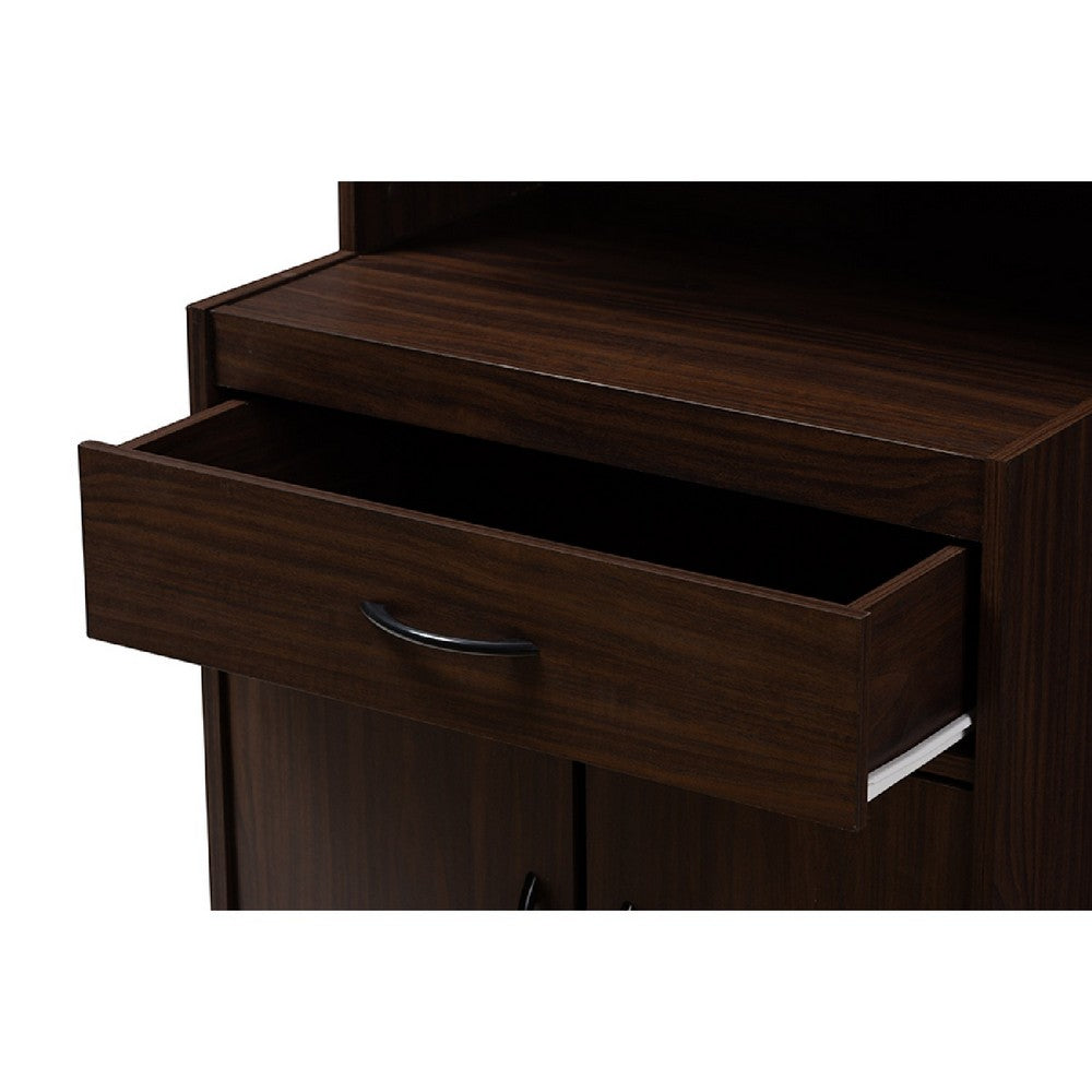 Baxton Studio Tannis Modern and Contemporary Dark Walnut Finished Kitchen Cabinet