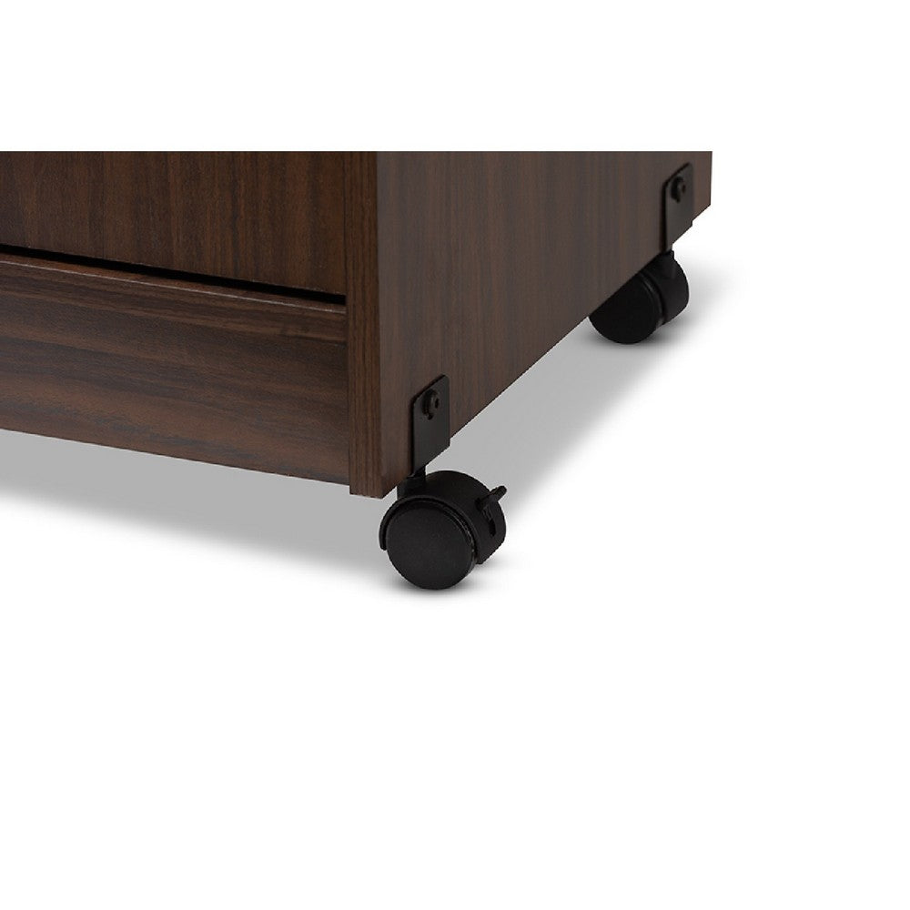 Baxton Studio Tannis Modern and Contemporary Dark Walnut Finished Kitchen Cabinet