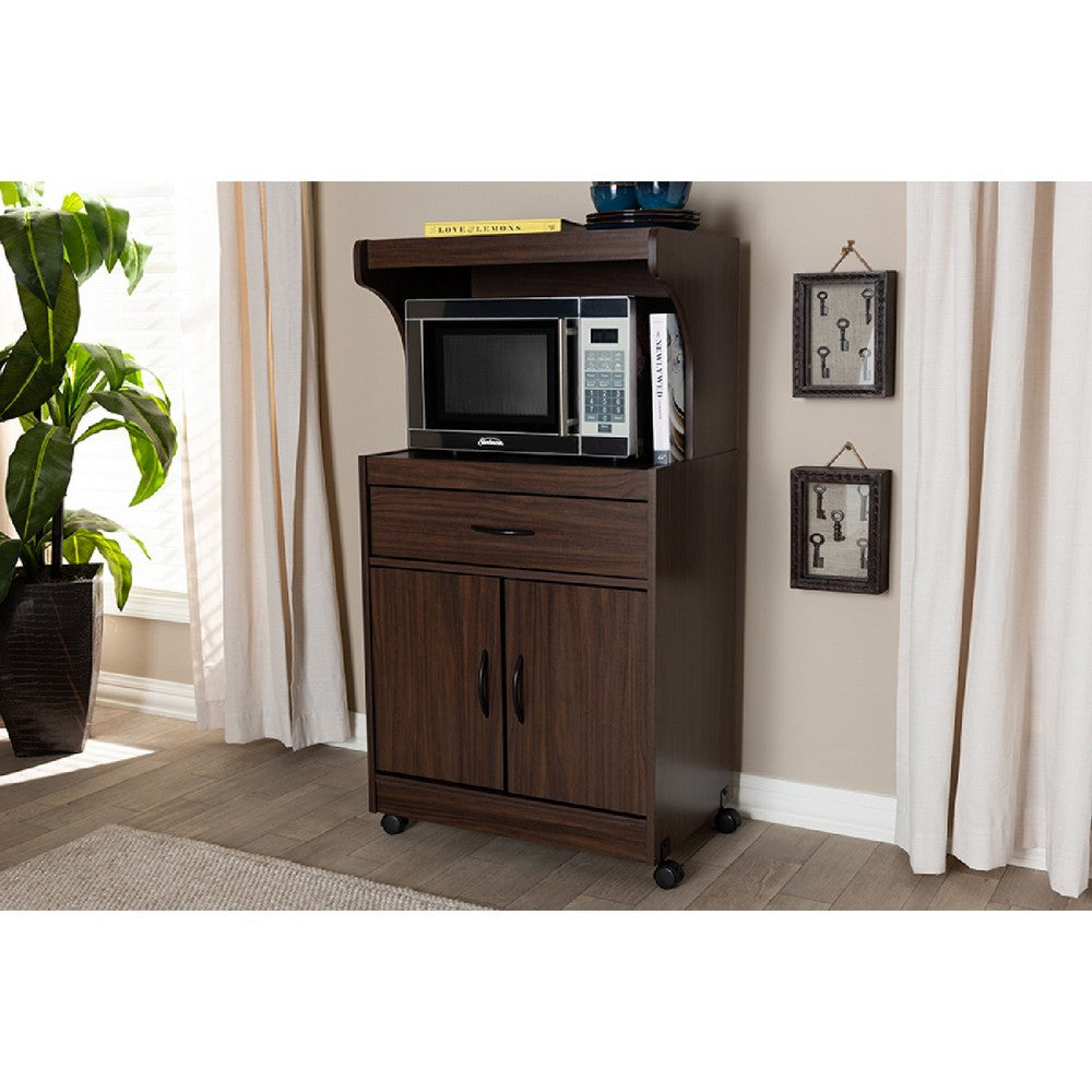 Baxton Studio Tannis Modern and Contemporary Dark Walnut Finished Kitchen Cabinet