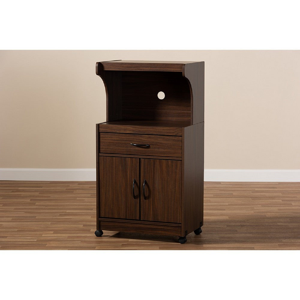 Baxton Studio Tannis Modern and Contemporary Dark Walnut Finished Kitchen Cabinet