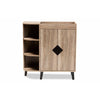Baxton Studio Wales Modern and Contemporary Rustic Oak Finished Wood 2-Door Shoe Storage Cabinet with Open Shelves