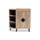 Baxton Studio Wales Modern and Contemporary Rustic Oak Finished Wood 2-Door Shoe Storage Cabinet with Open Shelves
