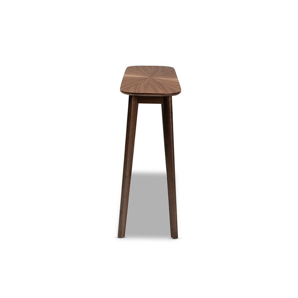 Baxton Studio Wendy Mid-Century Modern Walnut Finished Wood Console Table WHI-Walnut-Sunburst-Console-Table